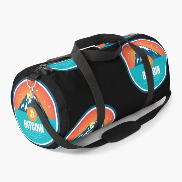 Item preview, Bitcoin Mountain Badge Sunset Lake Crypto Cryptocurrency designed and sold by Bitcoin-Fashion.