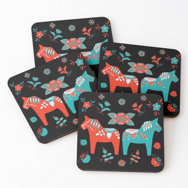 Item preview, Folk Art - Swedish Dala Horses - Red Turquiose  designed and sold by WickedRefined - Nicole Demereckis.