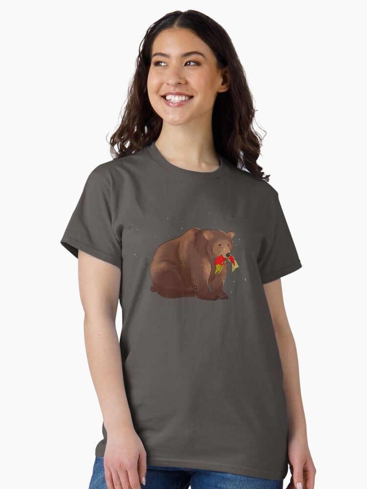 Thumbnail 2 of 7, Classic T-Shirt, Bear and Salmon designed and sold by InkAndSwords.