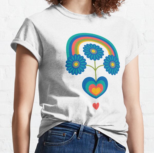 UNDER THE RAINBOW FOLK ART FLORAL - UnBlink Studio by Jackie Tahara Classic T-Shirt