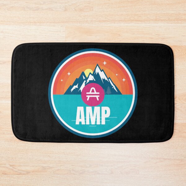 Item preview, AMP Mountain Badge Sunset Lake Crypto Cryptocurrency designed and sold by Bitcoin-Fashion.