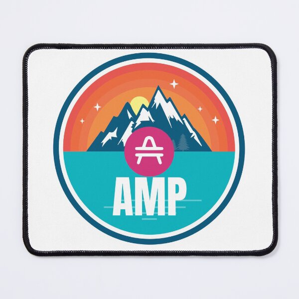 Item preview, AMP Mountain Badge Sunset Lake Crypto Cryptocurrency designed and sold by Bitcoin-Fashion.