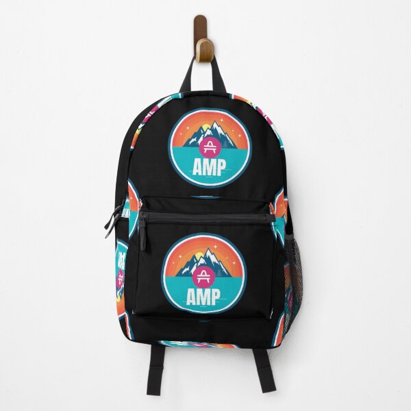 Item preview, AMP Mountain Badge Sunset Lake Crypto Cryptocurrency designed and sold by Bitcoin-Fashion.