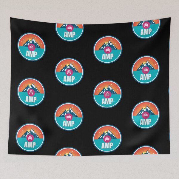 Item preview, AMP Mountain Badge Sunset Lake Crypto Cryptocurrency designed and sold by Bitcoin-Fashion.