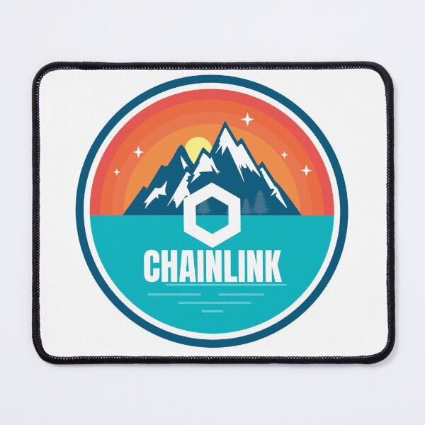Item preview, Chainlink LINK Permission Mountain Badge Sunset Lake Crypto Cryptocurrency designed and sold by Bitcoin-Fashion.