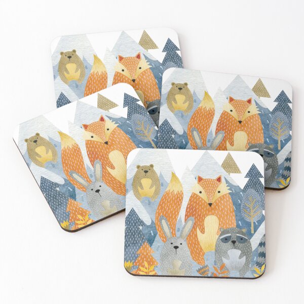 Item preview, Forest animals in the mountain (square perspective) designed and sold by Lolly's Lane Shoppe.