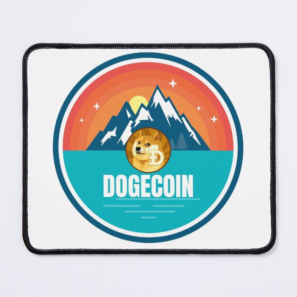 Item preview, Dogecoin DOGE Mountain Badge Sunset Lake Crypto Cryptocurrency designed and sold by Bitcoin-Fashion.