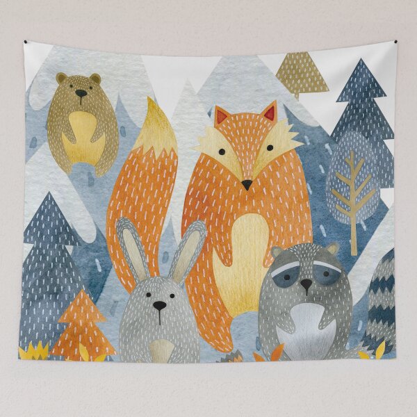 Item preview, Forest animals in the mountain (square perspective) designed and sold by Lolly's Lane Shoppe.