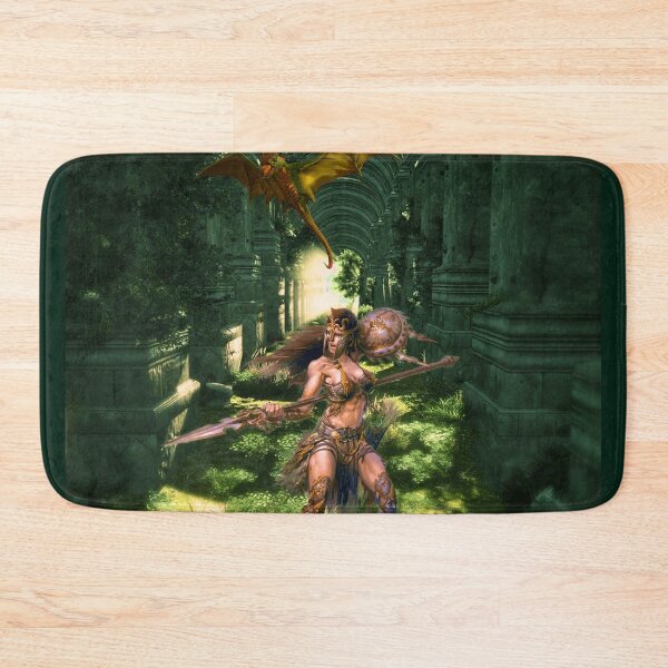 Item preview, Warrior and dragon in the fantasy forest designed and sold by brendanre.