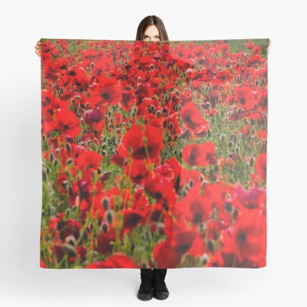 Mesdames WW2 Rememberance Day Navy Red Poppy Floral Satin Mousseline Foulard Mesdames WW2 Rememberance Day Navy Red Poppy Floral Satin Mousseline Foulard