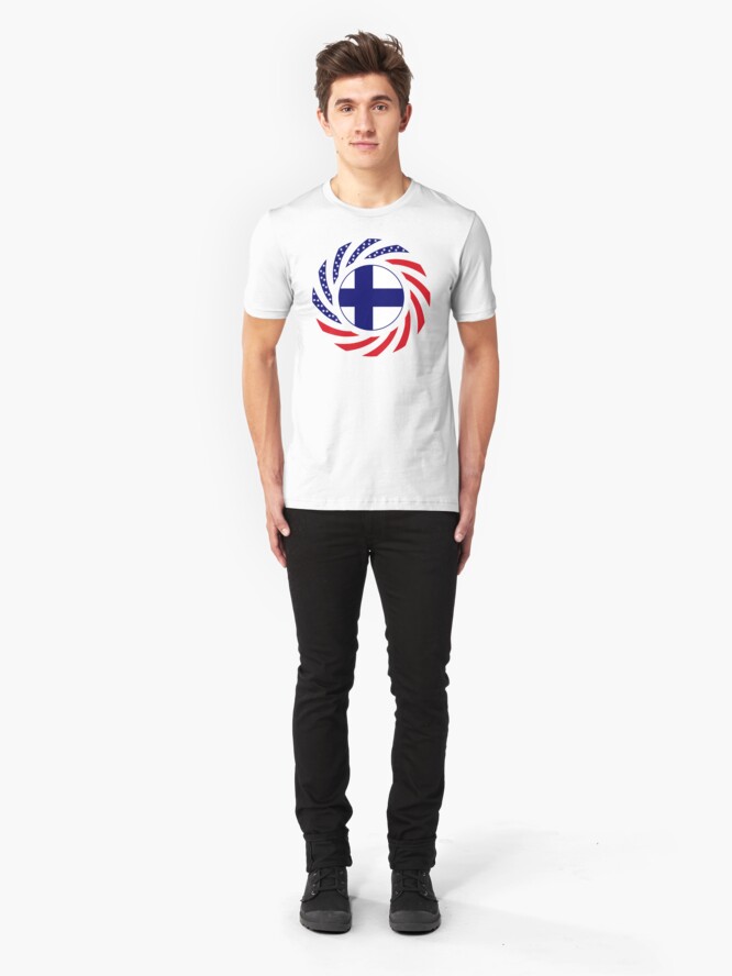 Alternate view of Finnish American Multinational Patriot Flag Series Slim Fit T-Shirt