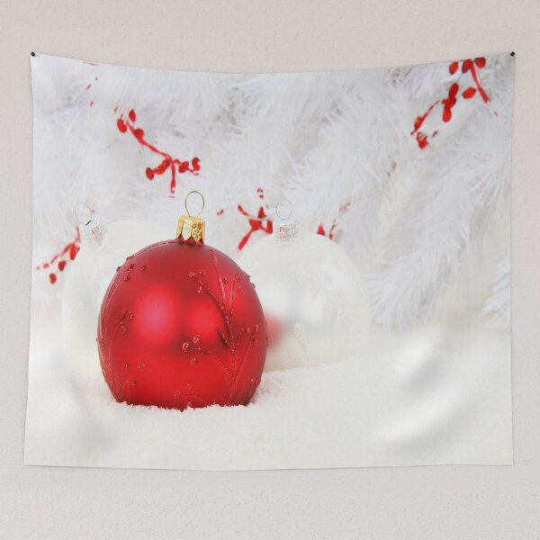 Item preview, Red and White Baubles in Snow designed and sold by Arbrew.