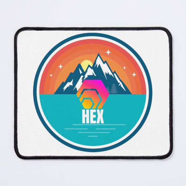 Item preview, HEX Mountain Badge Sunset Lake Crypto Cryptocurrency designed and sold by Bitcoin-Fashion.