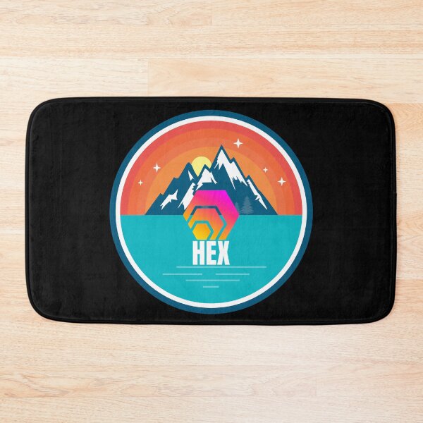 Item preview, HEX Mountain Badge Sunset Lake Crypto Cryptocurrency designed and sold by Bitcoin-Fashion.