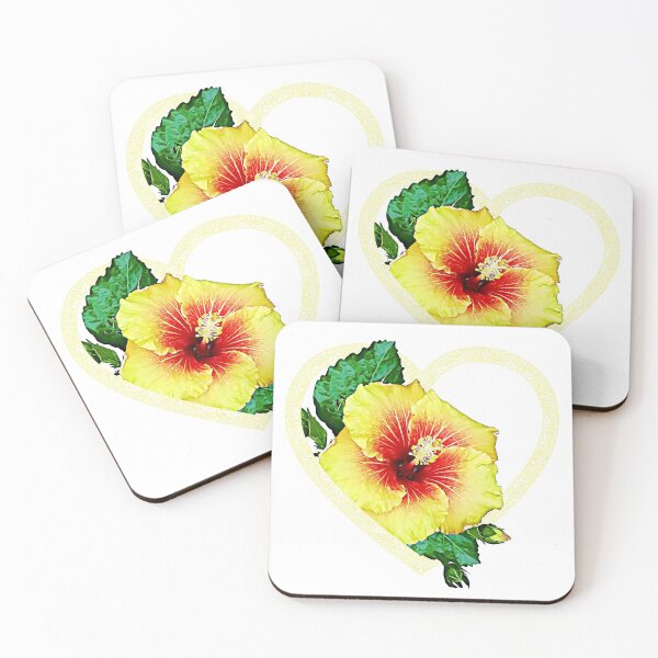 Artikelvorschau, Yellow Hibiscus With A Heart Frame entworfen und verkauft von Fusti.