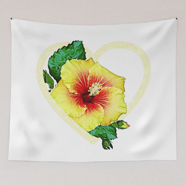 Artikelvorschau, Yellow Hibiscus With A Heart Frame entworfen und verkauft von Fusti.