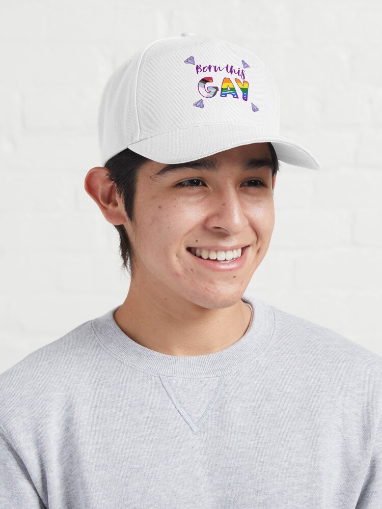 Alternate view of Born this GAY fabulous LGBTQIA+ progress pride flag Cap