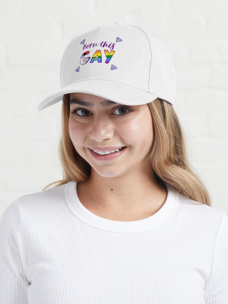 Alternate view of Born this GAY fabulous LGBTQIA+ progress pride flag Cap