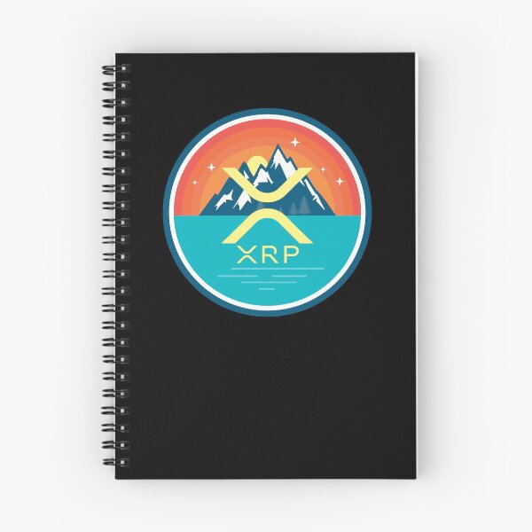Item preview, XRP Mountain Badge Sunset Lake Crypto Cryptocurrency designed and sold by Bitcoin-Fashion.