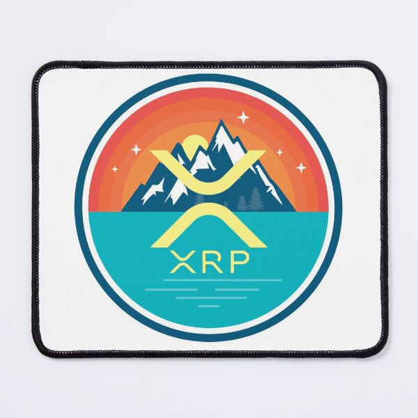 Item preview, XRP Mountain Badge Sunset Lake Crypto Cryptocurrency designed and sold by Bitcoin-Fashion.