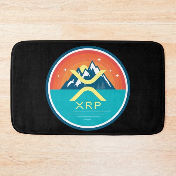 Item preview, XRP Mountain Badge Sunset Lake Crypto Cryptocurrency designed and sold by Bitcoin-Fashion.