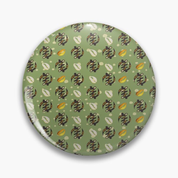 Item preview, Green West African God Symbol Cowrie Shell Textile Art Pattern designed and sold by BlackArt Cafe.