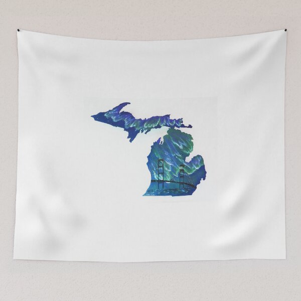 Item preview, Painted Northern Lights over Michigan's Mackinac Bridge designed and sold by Debbie Center.