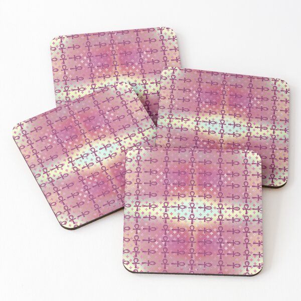 Item preview, Purple Egyptian Ankh Symbol Textile Art Pattern designed and sold by BlackArt Cafe.