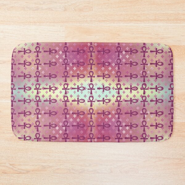 Item preview, Purple Egyptian Ankh Symbol Textile Art Pattern designed and sold by BlackArt Cafe.