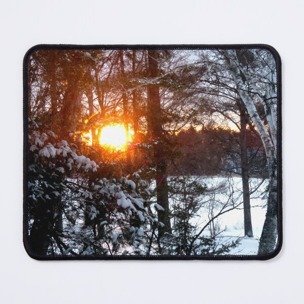 Item preview, Wintry Sunrise through Snowy Birch and Pine Trees designed and sold by Debbie Center.