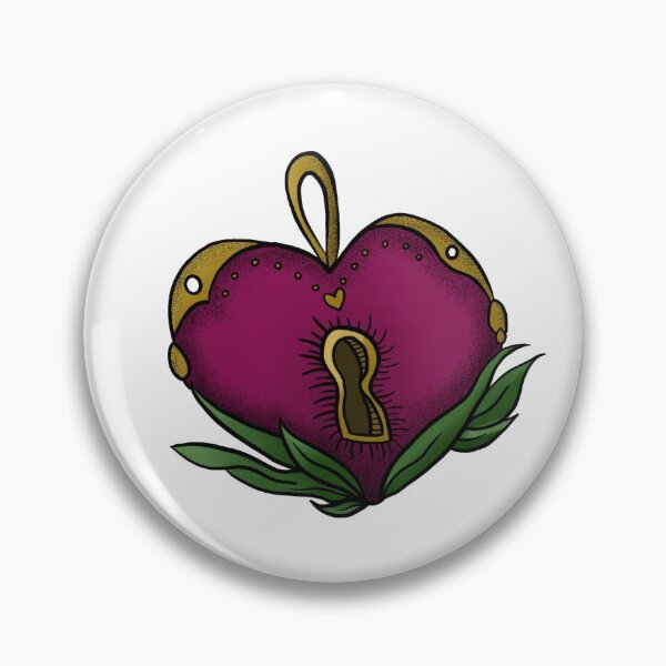 Item preview, Pink heart shaped locket -  traditional  tattoo designed and sold by morganbethdraws.