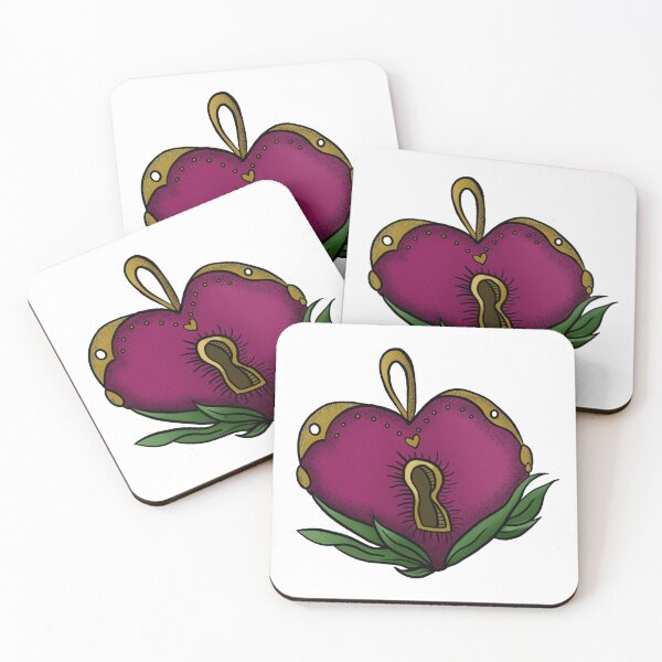 Item preview, Pink heart shaped locket -  traditional  tattoo designed and sold by morganbethdraws.