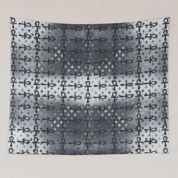 Item preview, Black Egyptian Ankh Textile Art Pattern designed and sold by BlackArt Cafe.