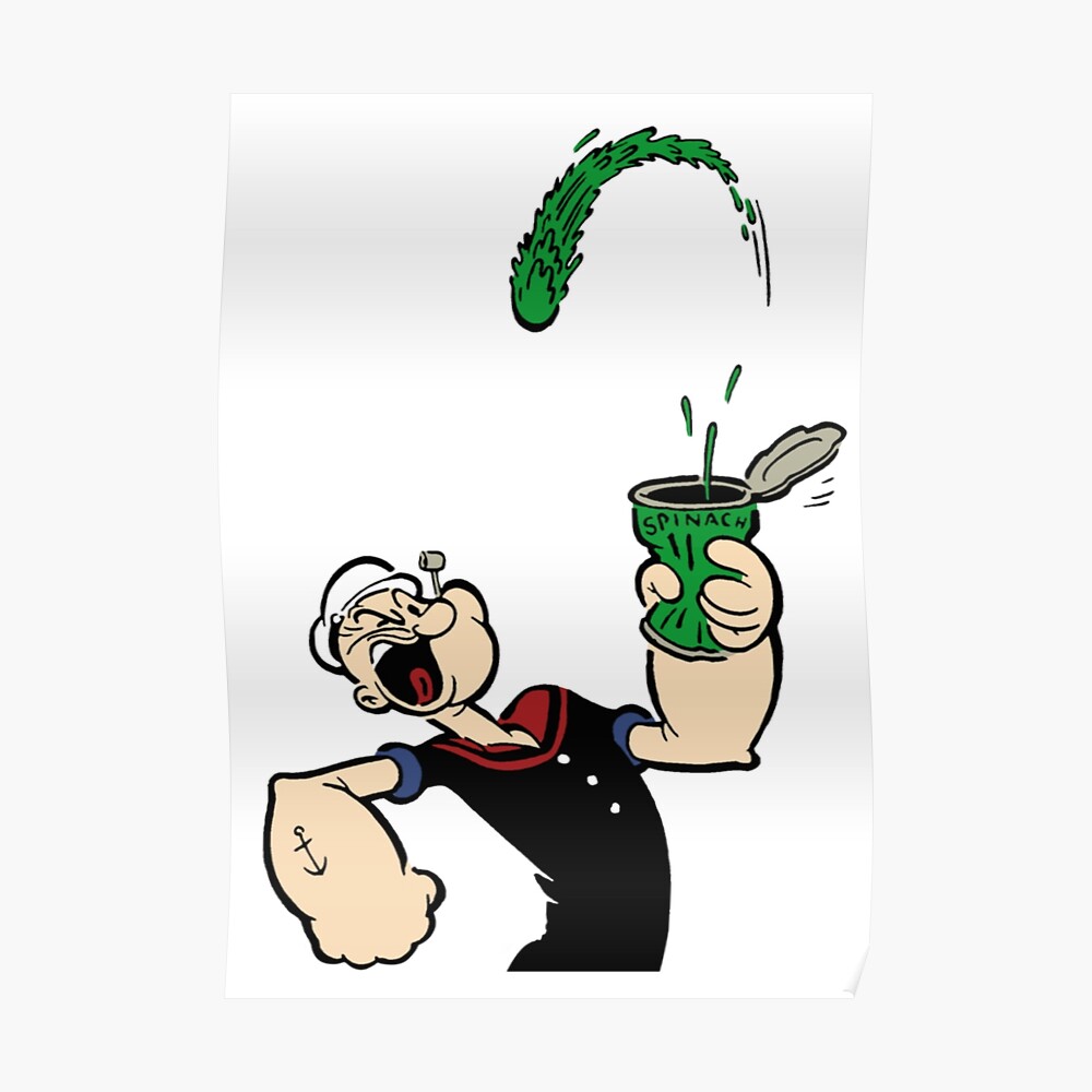 Popeye eating spinach vintage pop art 