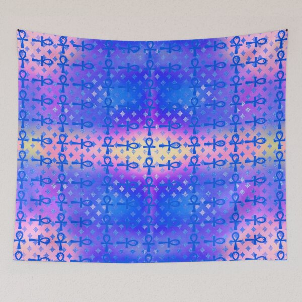 Item preview, Colorful Egyptian Ankh Textile Art Pattern designed and sold by BlackArt Cafe.