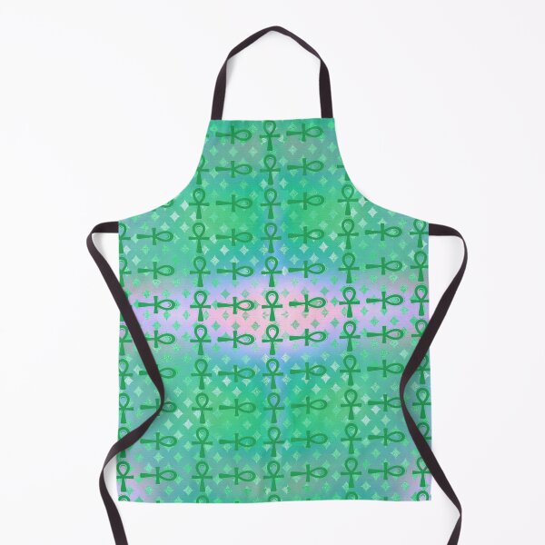 Item preview, Green Egyptian Ankh Symbol Textile Art Pattern designed and sold by BlackArt Cafe.
