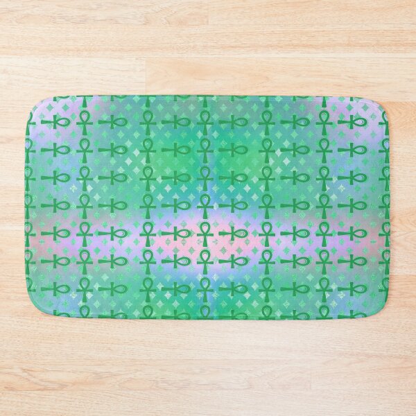 Item preview, Green Egyptian Ankh Symbol Textile Art Pattern designed and sold by BlackArt Cafe.