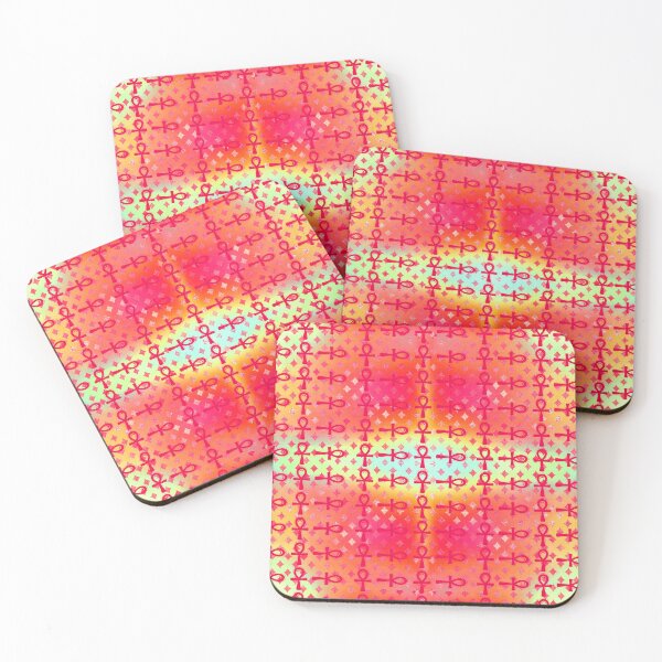 Item preview, Colorful Egyptian Ankh Symbol Textile Art Pattern designed and sold by BlackArt Cafe.