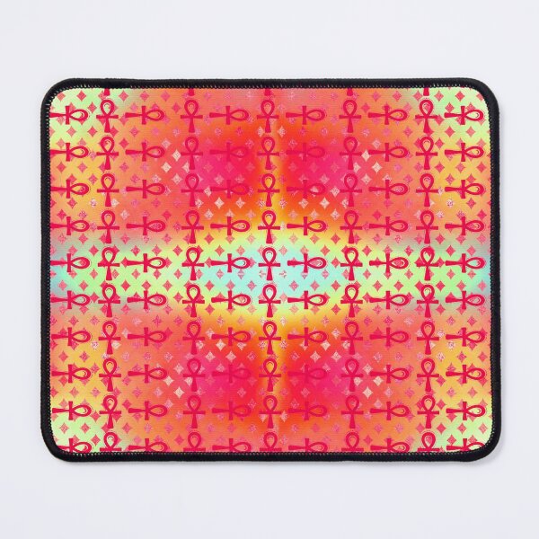 Item preview, Colorful Egyptian Ankh Symbol Textile Art Pattern designed and sold by BlackArt Cafe.