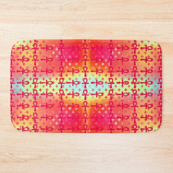 Item preview, Colorful Egyptian Ankh Symbol Textile Art Pattern designed and sold by BlackArt Cafe.