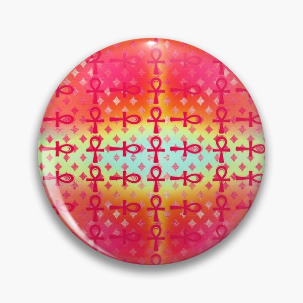 Item preview, Colorful Egyptian Ankh Symbol Textile Art Pattern designed and sold by BlackArt Cafe.