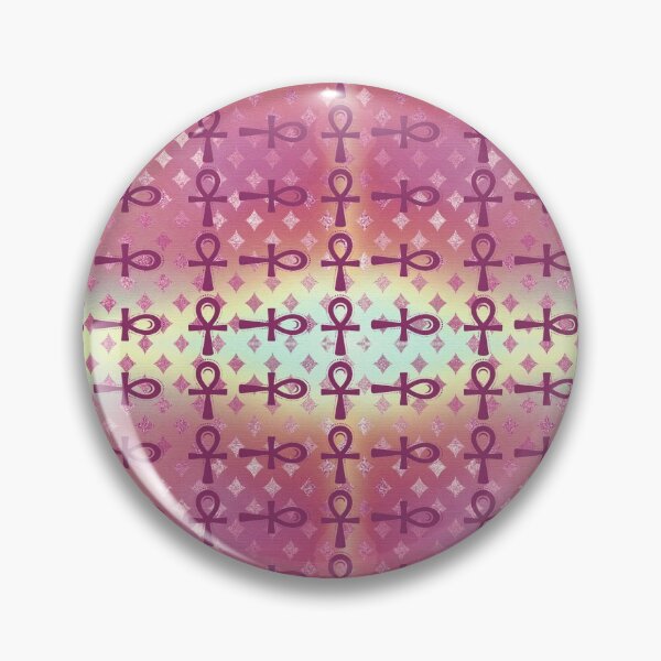 Item preview, Purple Egyptian Ankh Symbol Textile Art Pattern designed and sold by BlackArt Cafe.