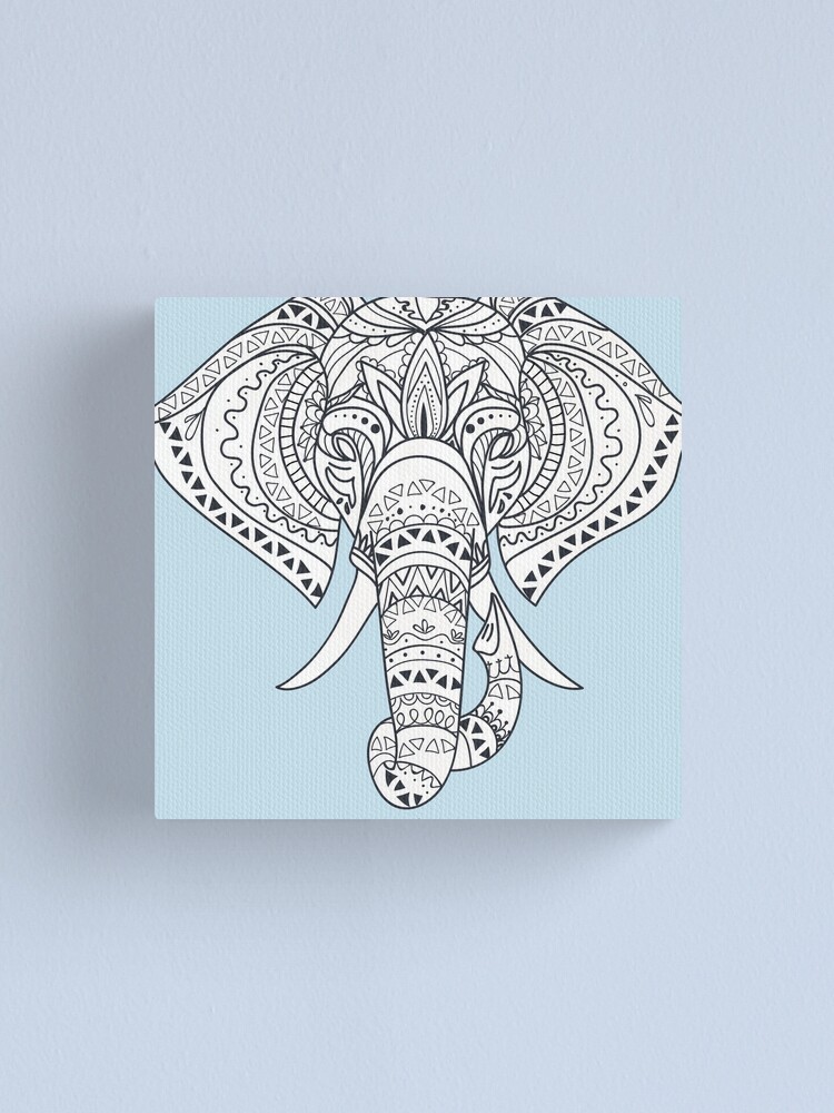 Impression Sur Toile Elephant Avec Tatouage Tribal Orne Par Turtlebird Redbubble