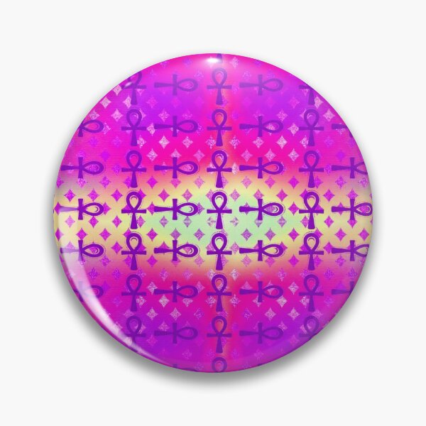 Item preview, Pink Egyptian Ankh Symbol Textile Art Pattern designed and sold by BlackArt Cafe.
