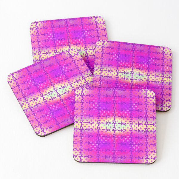 Item preview, Pink Egyptian Ankh Symbol Textile Art Pattern designed and sold by BlackArt Cafe.