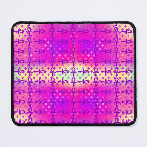 Item preview, Pink Egyptian Ankh Symbol Textile Art Pattern designed and sold by BlackArt Cafe.