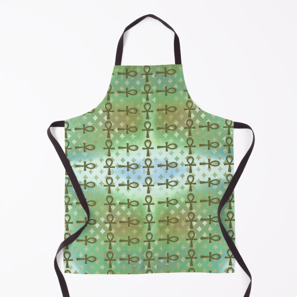 Item preview, Green Egyptian Ankh Symbol Textile Art Pattern designed and sold by BlackArt Cafe.