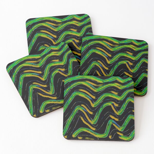 Item preview, Organic green and orange stripes designed and sold by CottagePop.