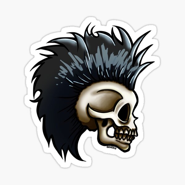 Punk Skull (Black Version) Sticker