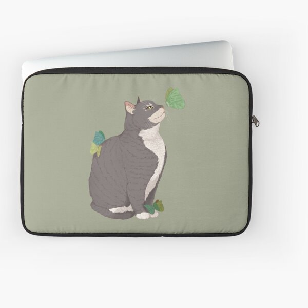 Cat and Butterflies Fantasy Art Laptop Sleeve